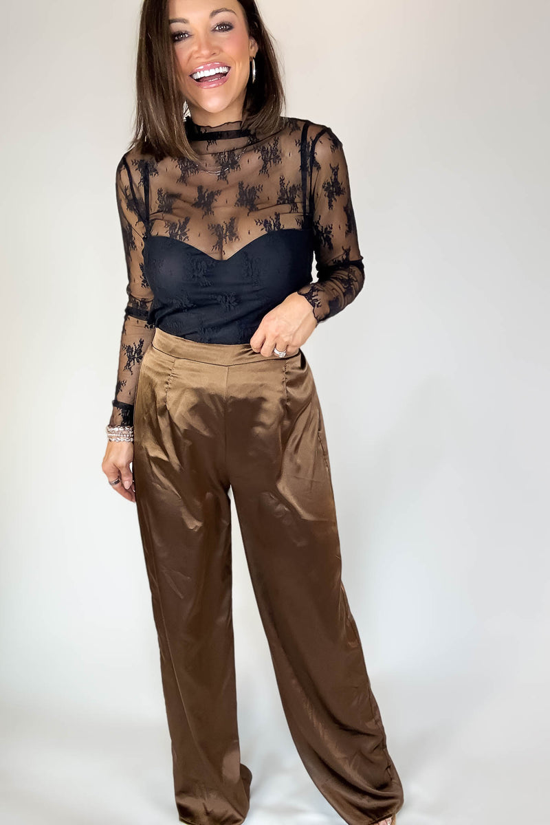 Special Occasions Brown Satin Pants