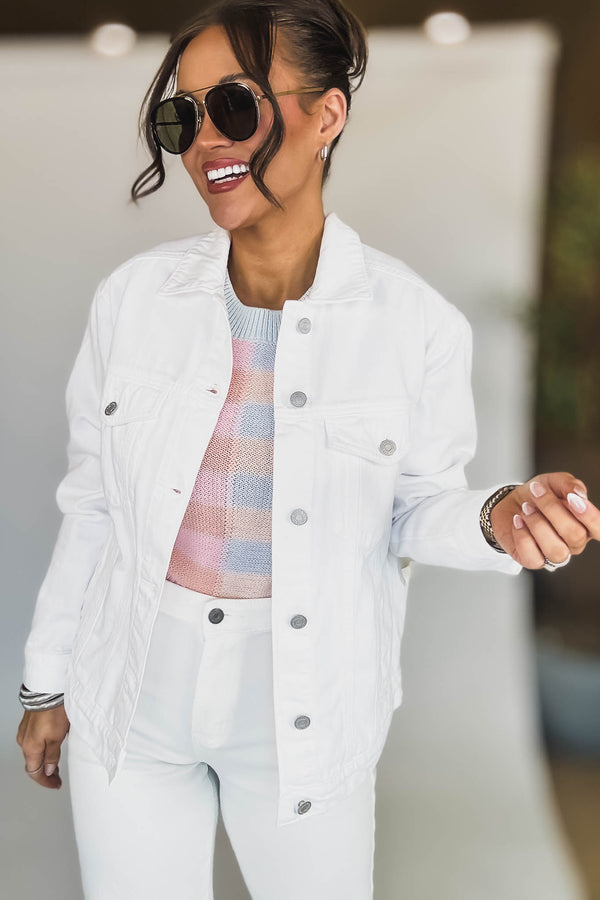 Oversized White Denim Jacket