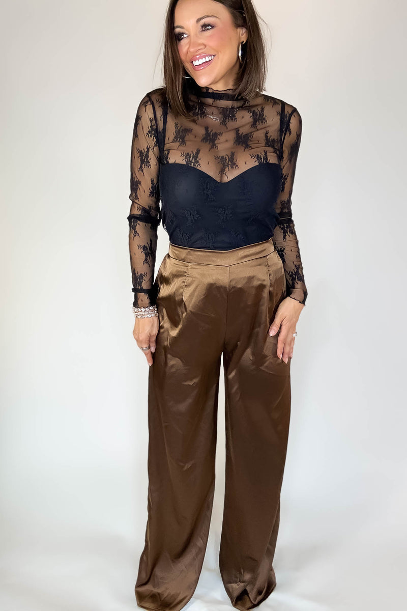 Special Occasions Brown Satin Pants