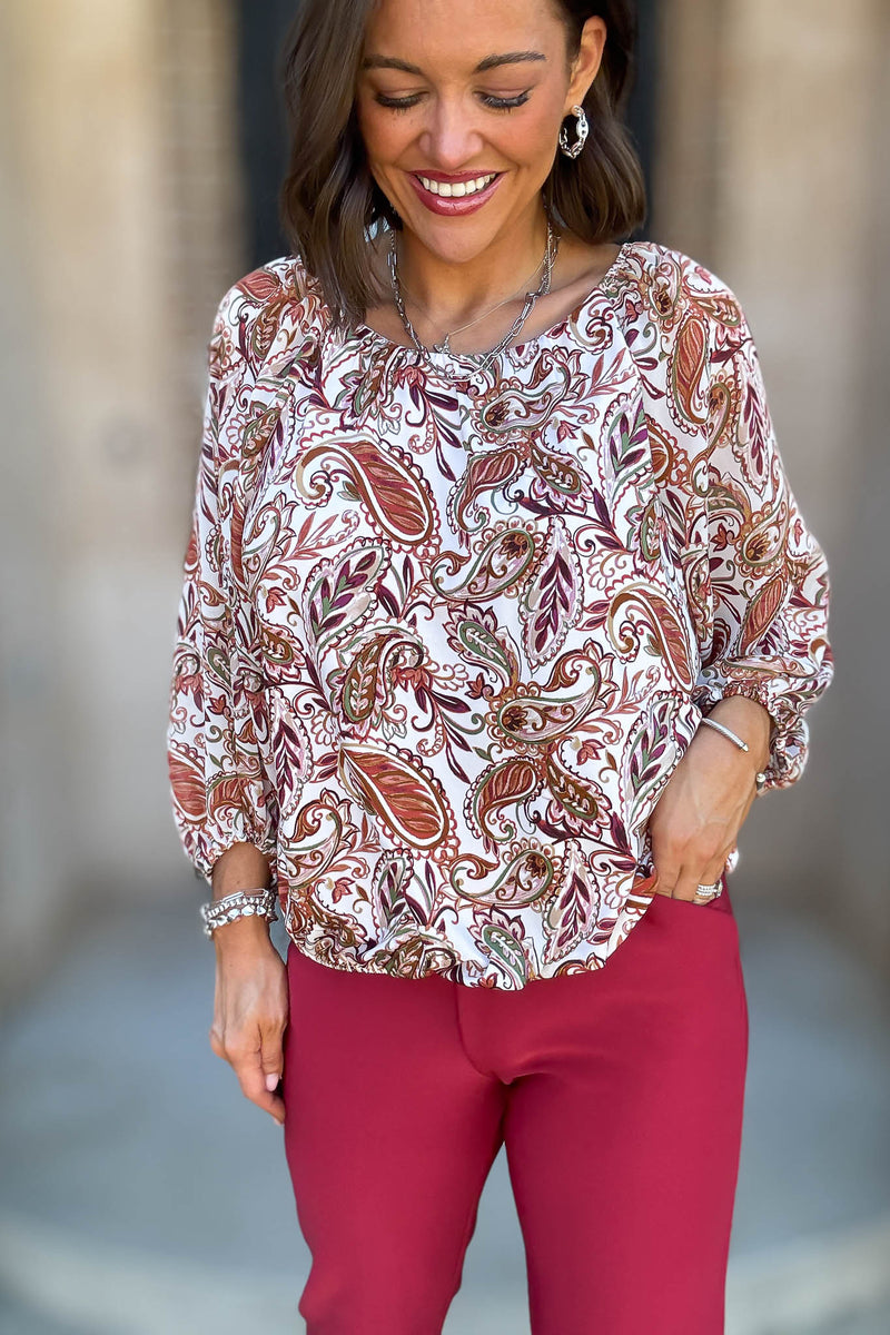 Floral Mix Media Bubble Hem Pleat Peasant