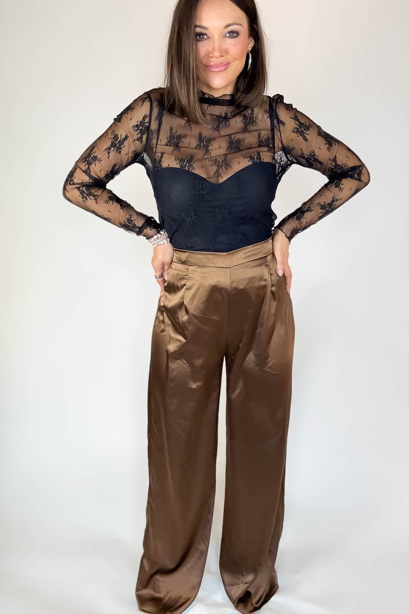 Special Occasions Brown Satin Pants