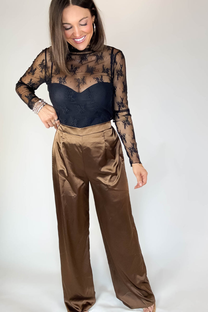 Special Occasions Brown Satin Pants