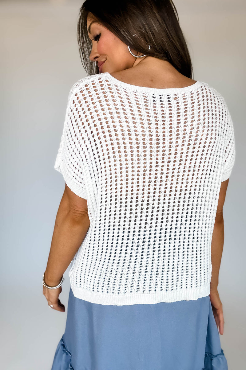 Crochet Knit White Sweater