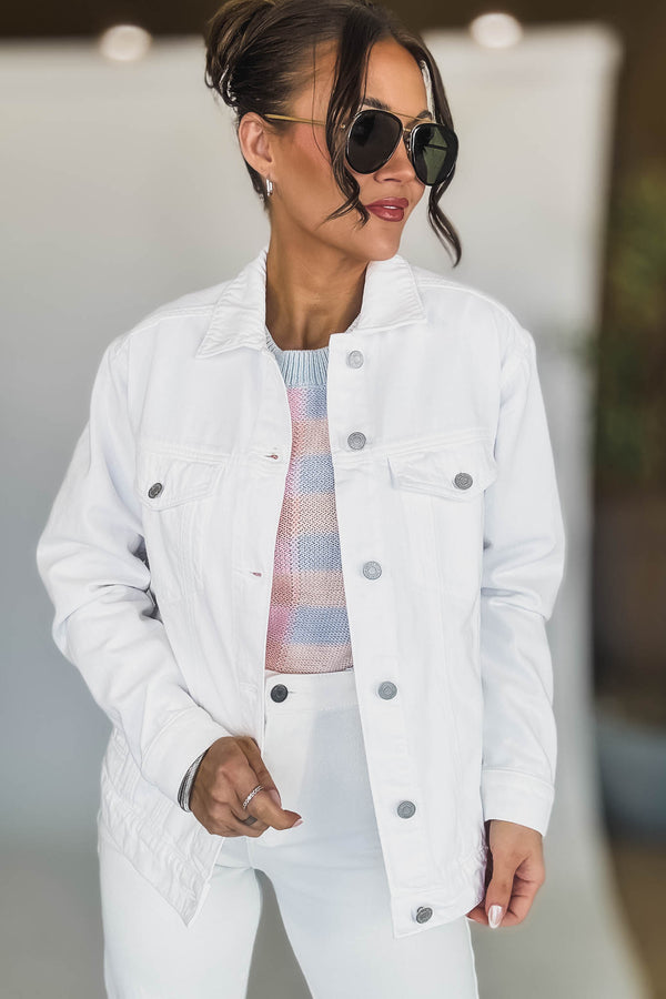 Oversized White Denim Jacket