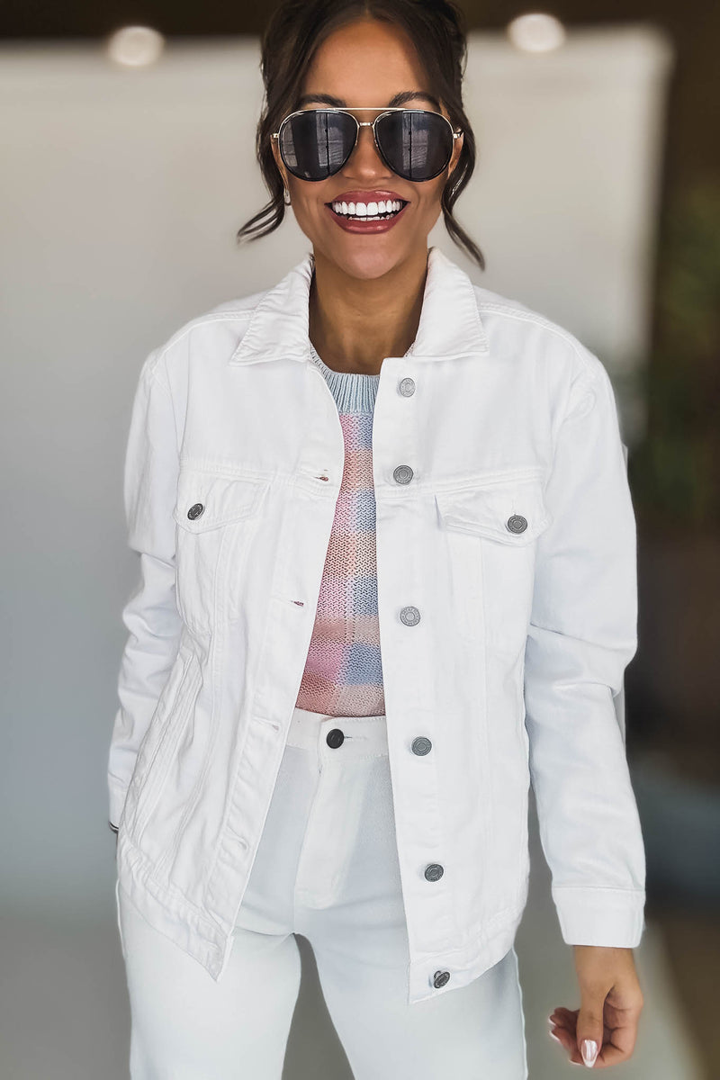 Oversized White Denim Jacket