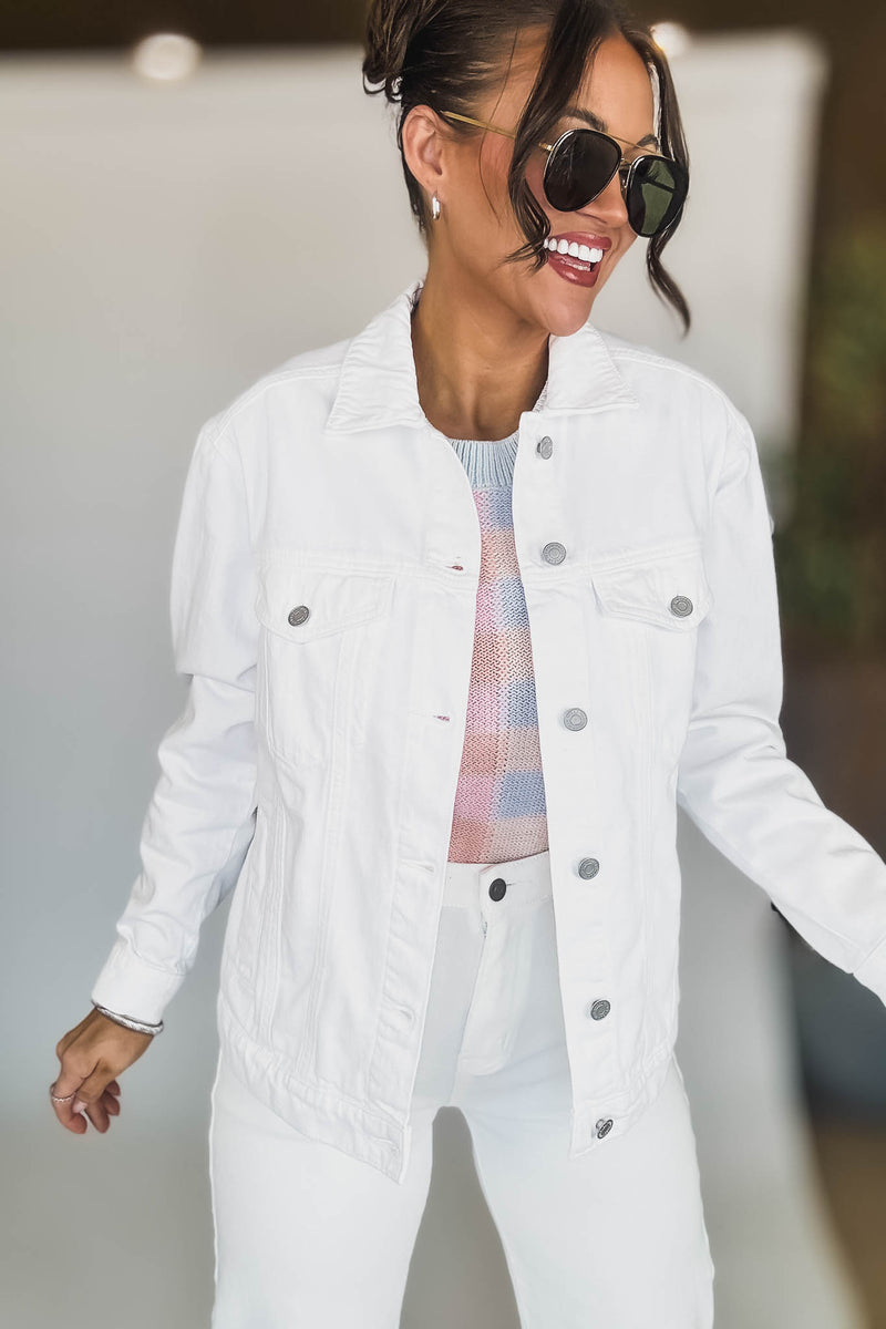 Oversized White Denim Jacket