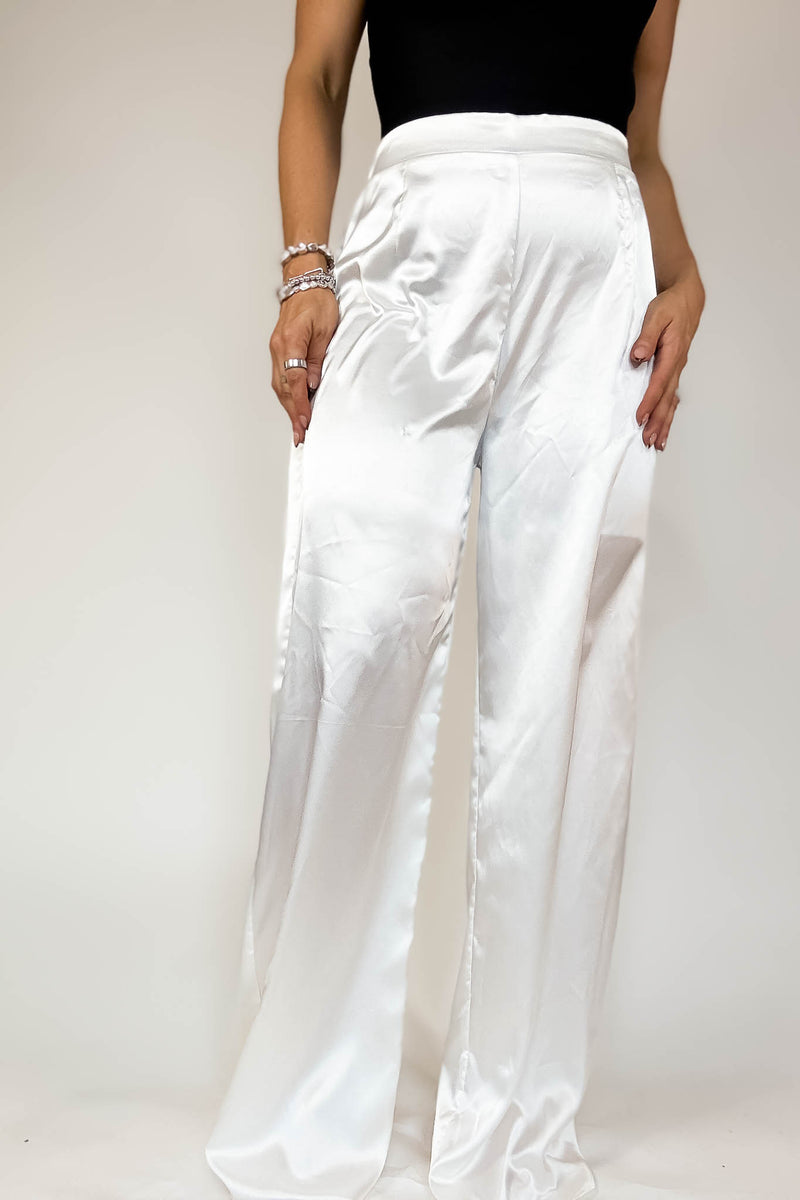 Special Occasions Ivory Satin Pants
