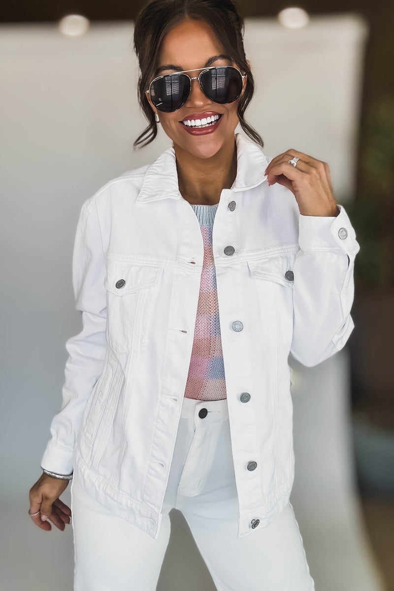 Oversized White Denim Jacket