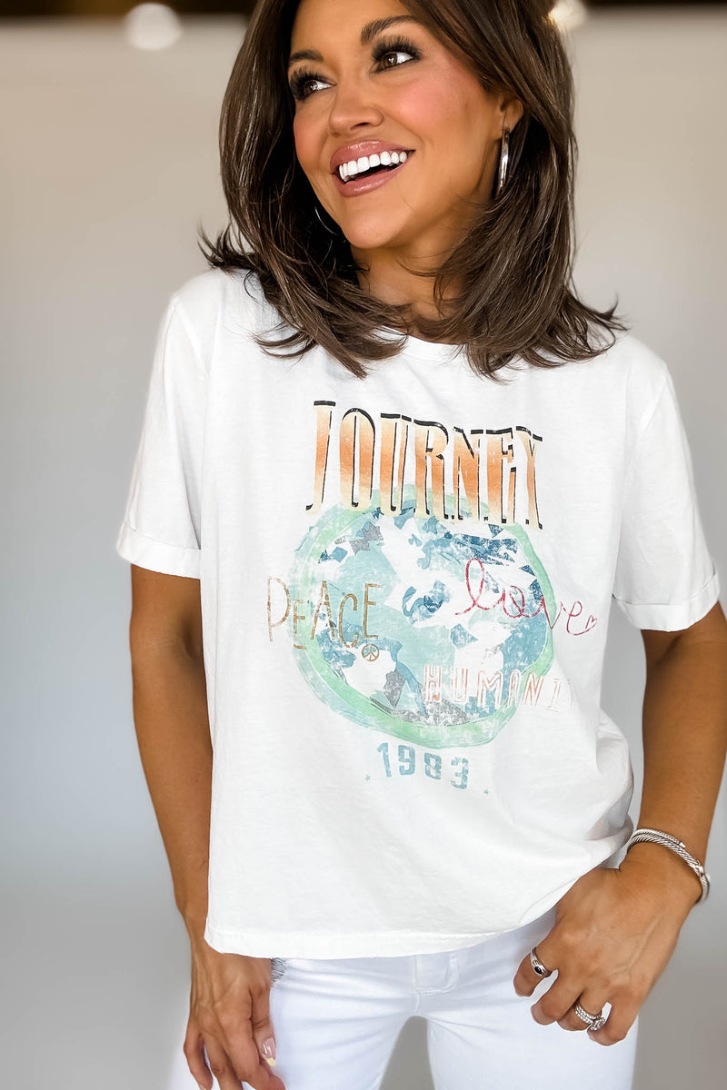 Journey White  Band Tee