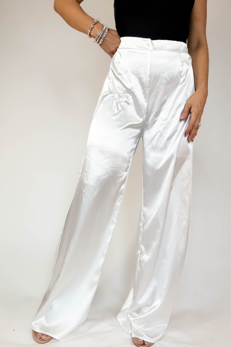 Special Occasions Ivory Satin Pants