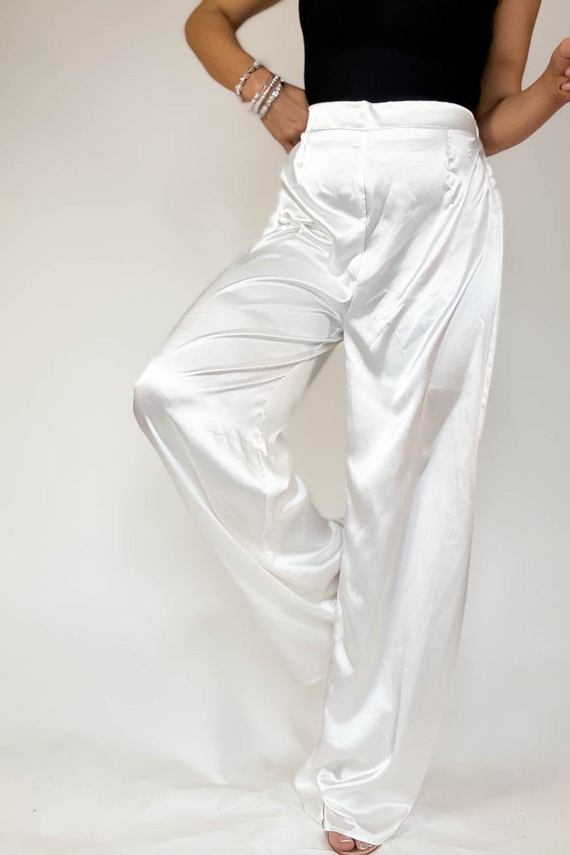 Special Occasions Ivory Satin Pants