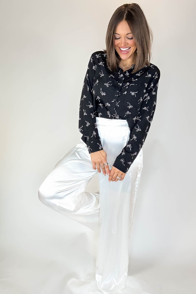 Special Occasions Ivory Satin Pants