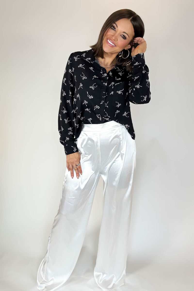Special Occasions Ivory Satin Pants