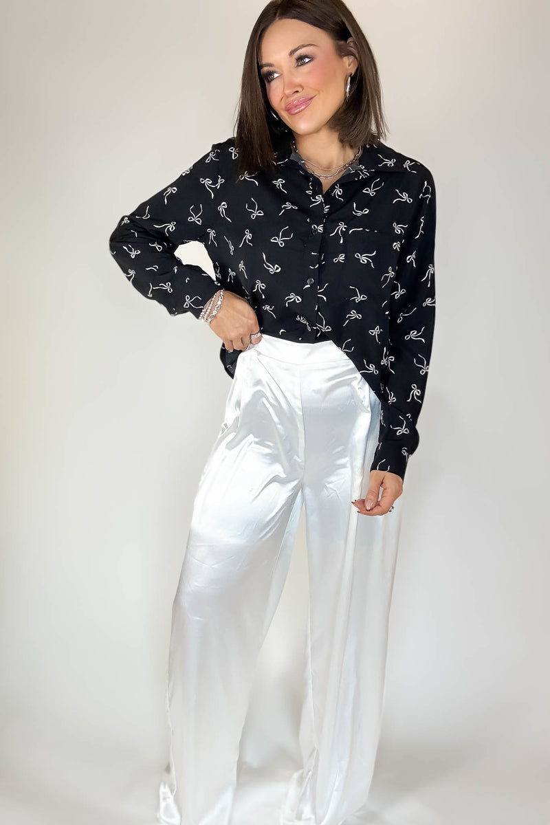 Special Occasions Ivory Satin Pants