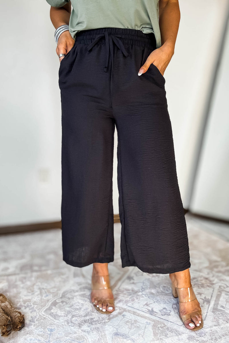 Woven Black Crepe Pants
