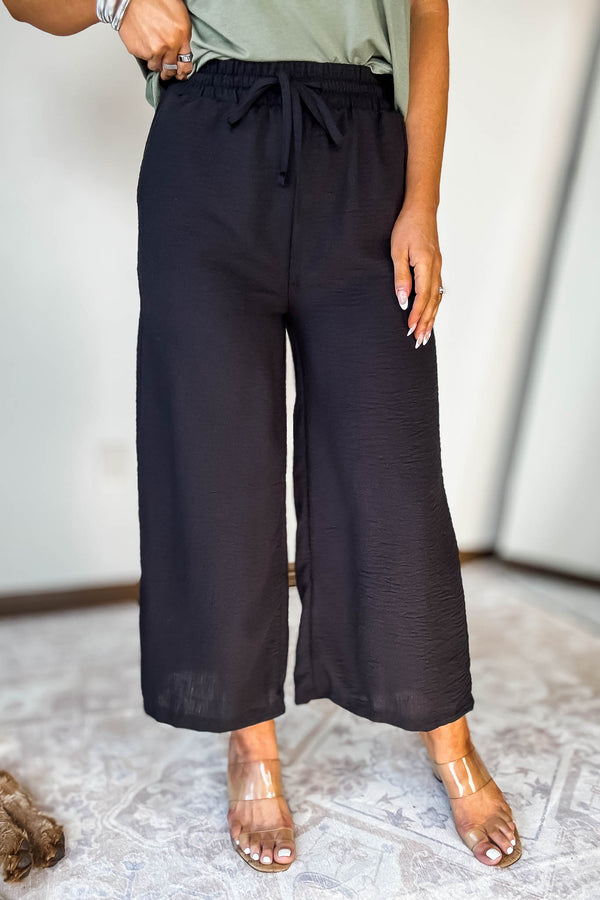 Woven Black Crepe Pants