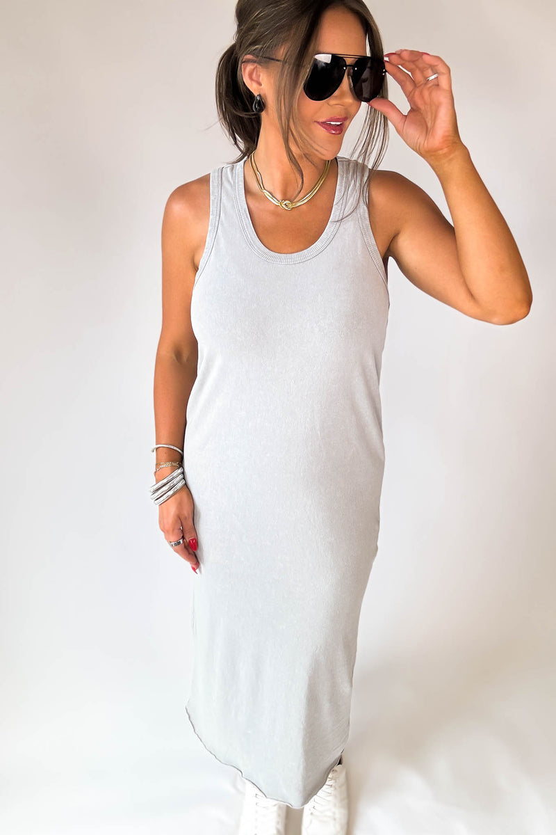 Fun Day Out Gray Tank Shift Midi Dress