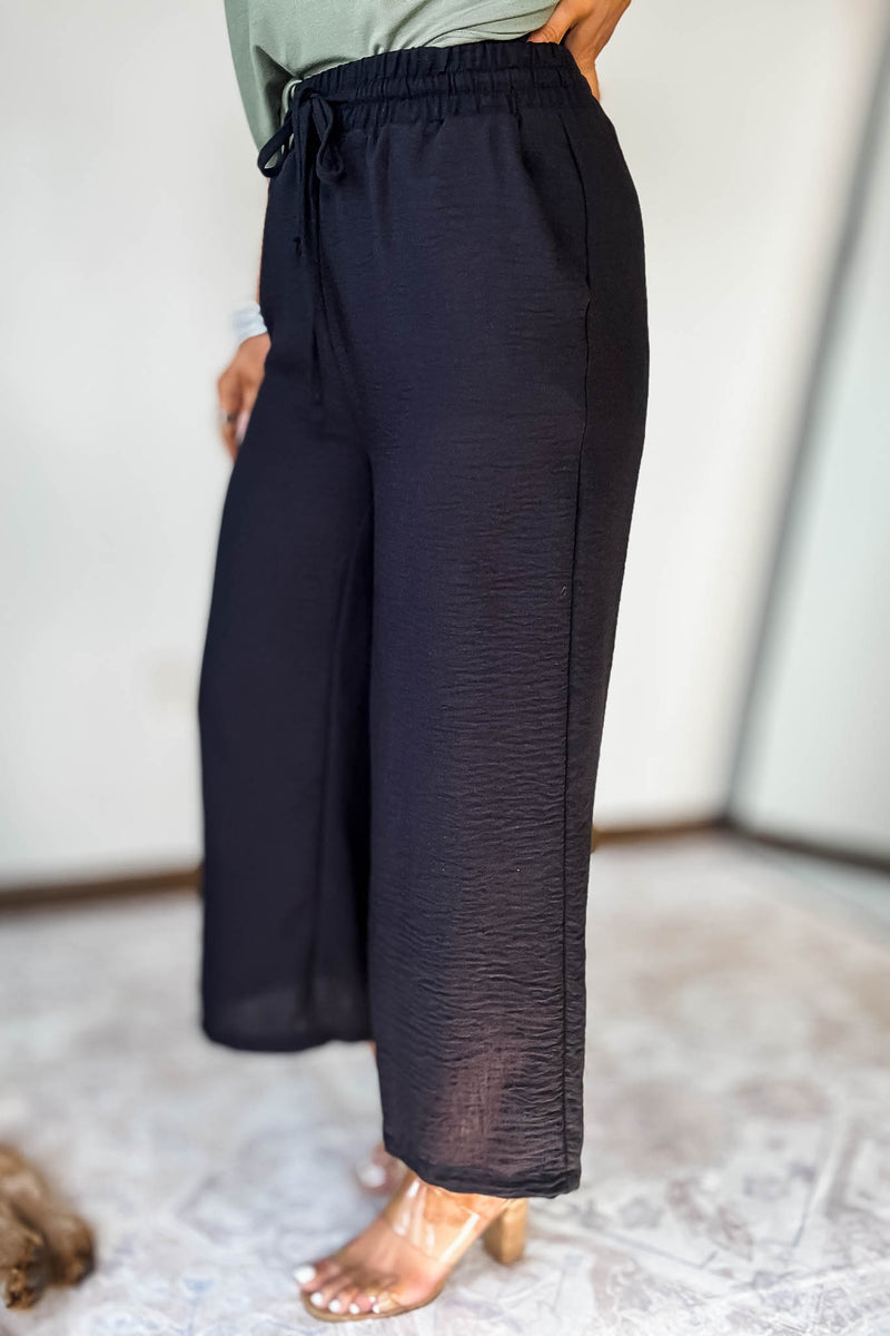 Woven Black Crepe Pants