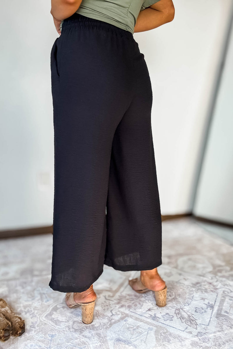 Woven Black Crepe Pants