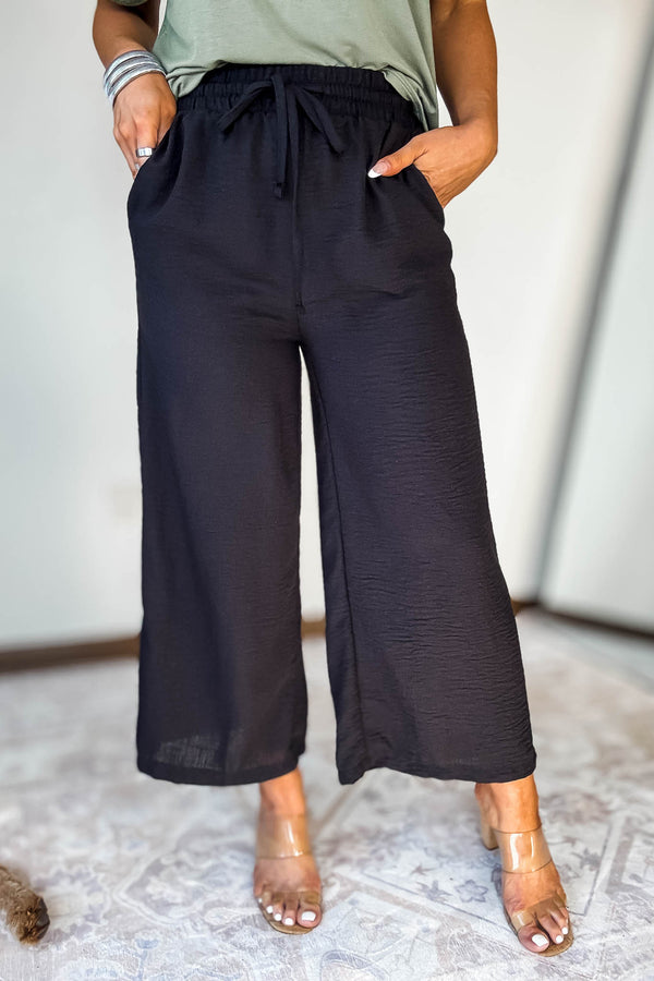 Woven Black Crepe Pants