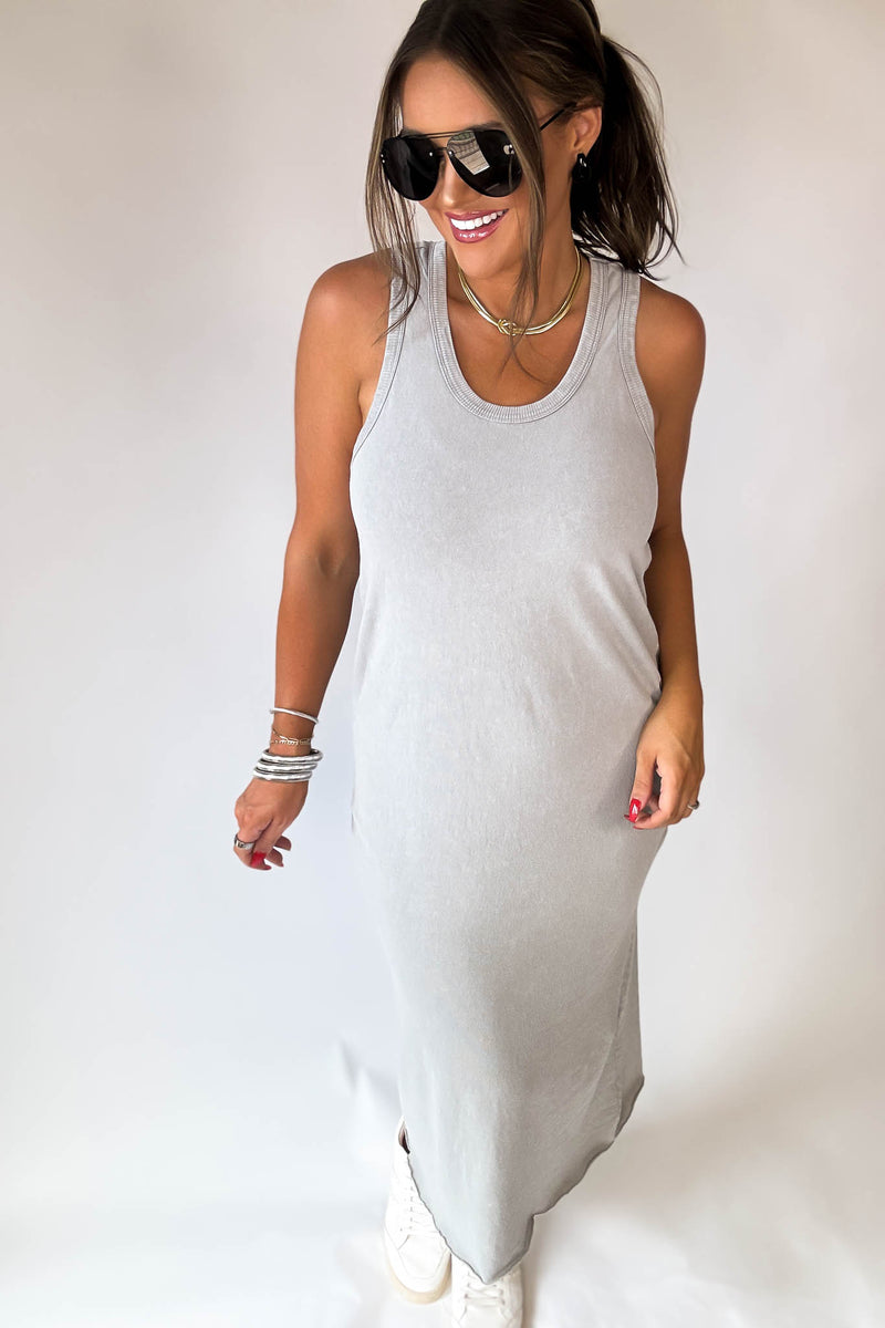 Fun Day Out Gray Tank Shift Midi Dress