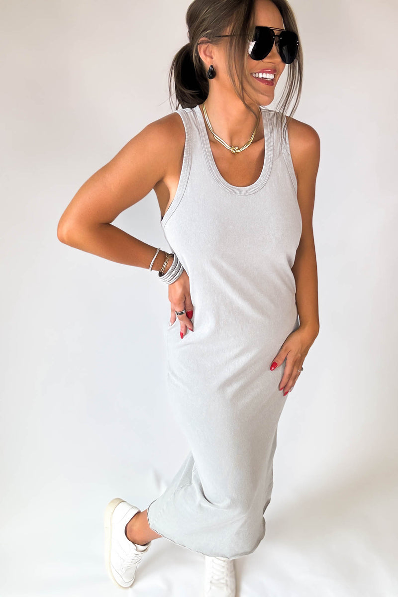 Fun Day Out Gray Tank Shift Midi Dress