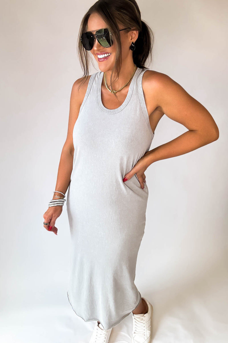 Fun Day Out Gray Tank Shift Midi Dress