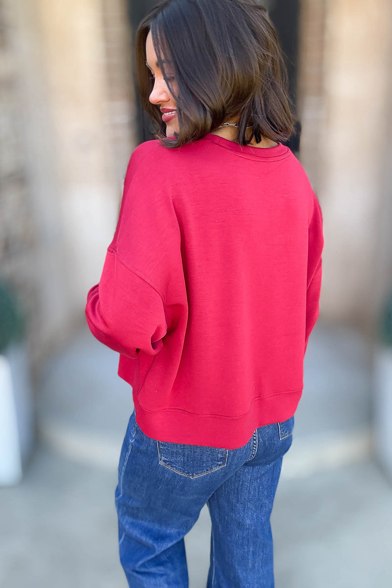 Mono B Garnet Red Laguna Dropped Shoulder Sweatshirt