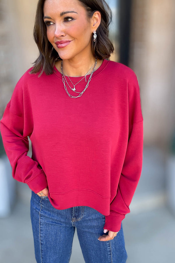 Mono B Garnet Red Laguna Dropped Shoulder Sweatshirt