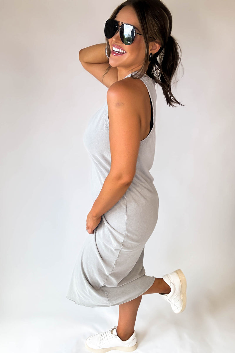 Fun Day Out Gray Tank Shift Midi Dress