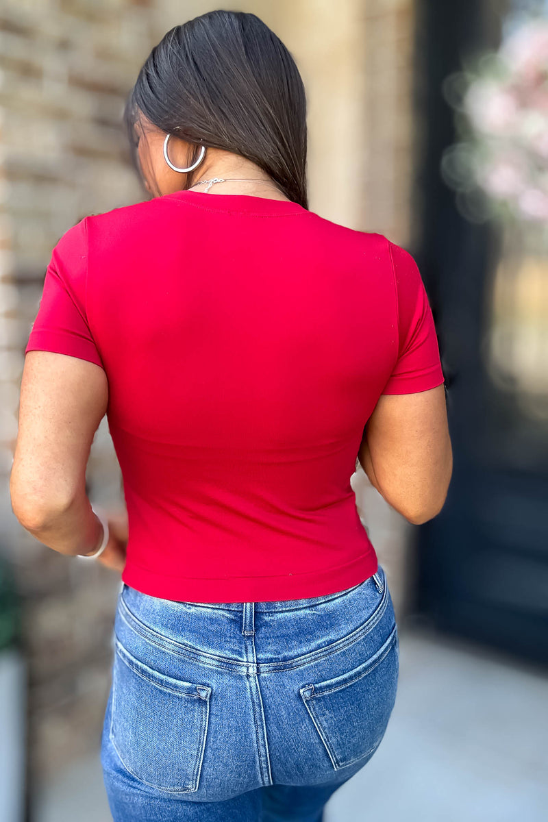 Best Deal Red Lava Ultra-stretch Seamless Crew-neck Crop Top