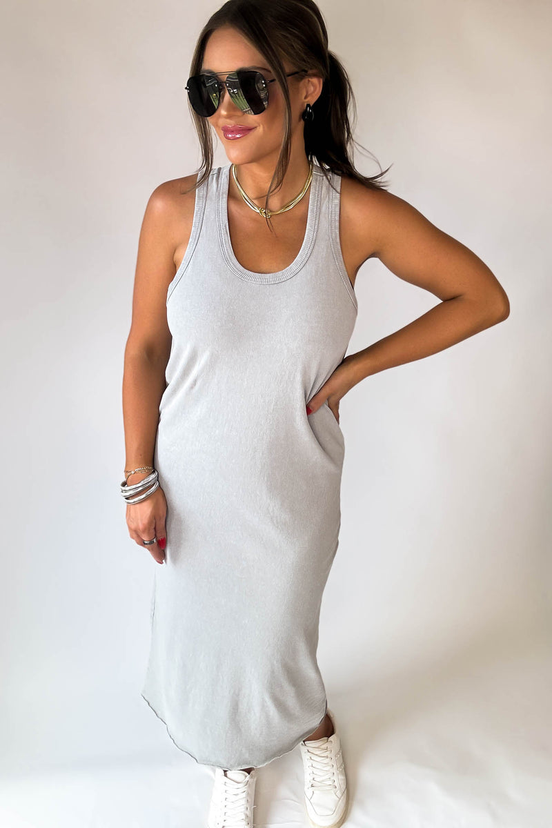 Fun Day Out Gray Tank Shift Midi Dress