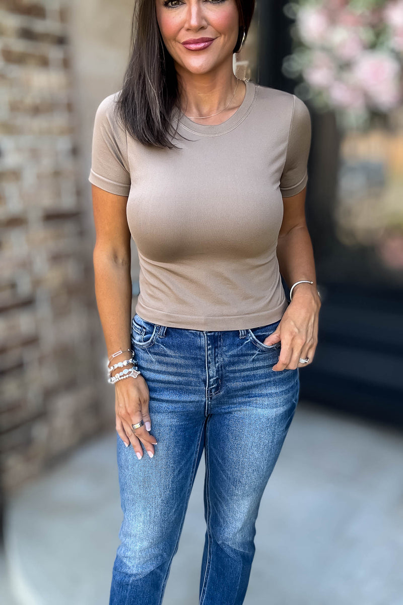 Best Deal Pale Coco Ultra-stretch Seamless Crew-neck Crop Top