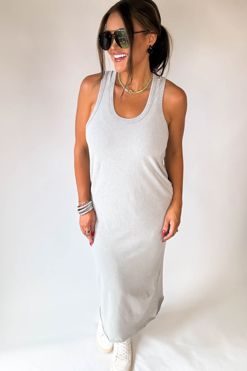 Fun Day Out Gray Tank Shift Midi Dress