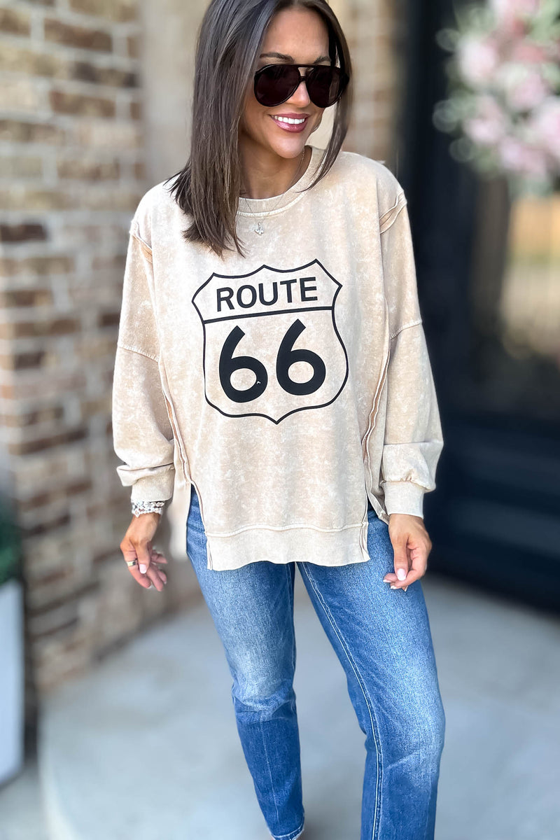 Route 66 Long Sleeve Knit Top