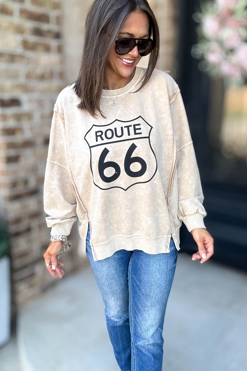 Route 66 Long Sleeve Knit Top