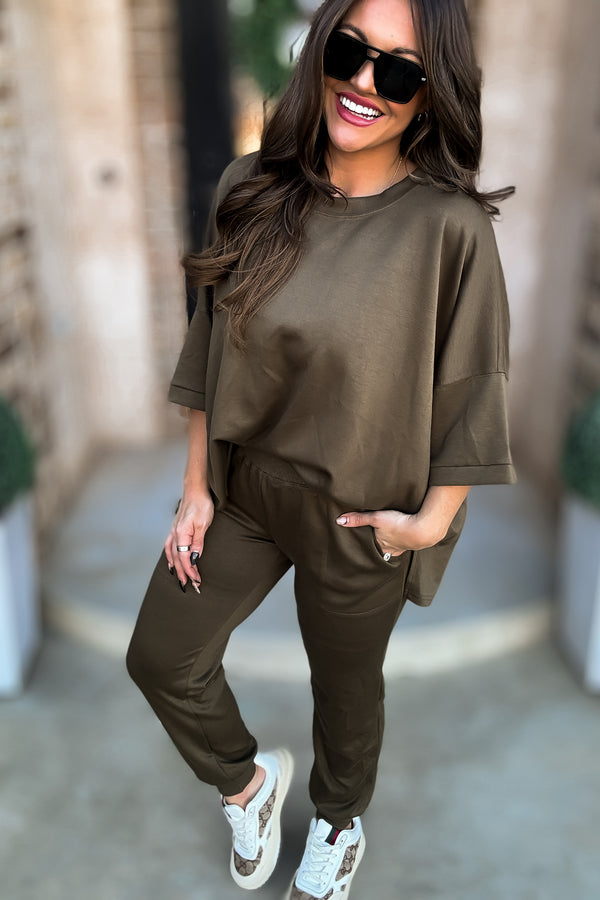 Olive Brown Luxeknit Joggers