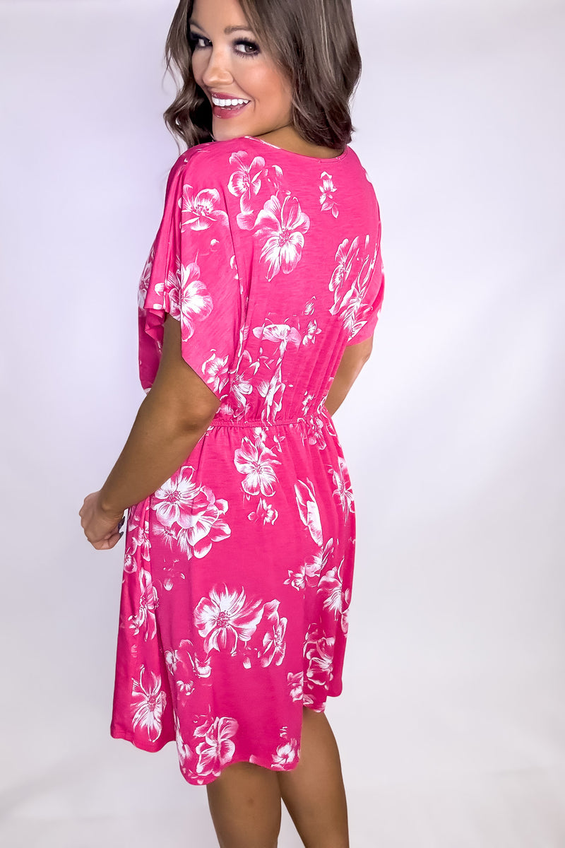 Orchid Print V-Neck Jersey Dress