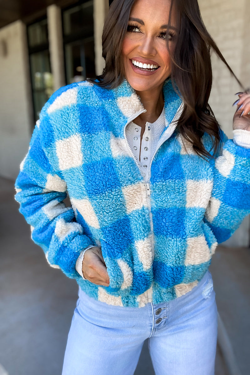 Enjoy Your Stay Blue Fleece Jacket