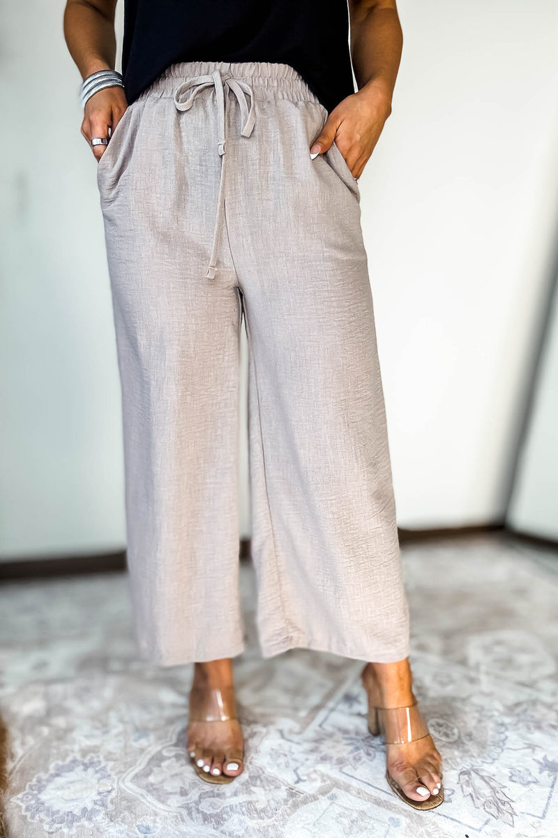Woven Light Mocha Crepe Pants