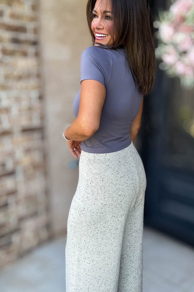 Best Deal Smoky Grey Ultra-stretch Seamless Crew-neck Crop Top
