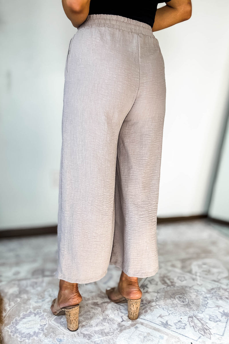 Woven Light Mocha Crepe Pants