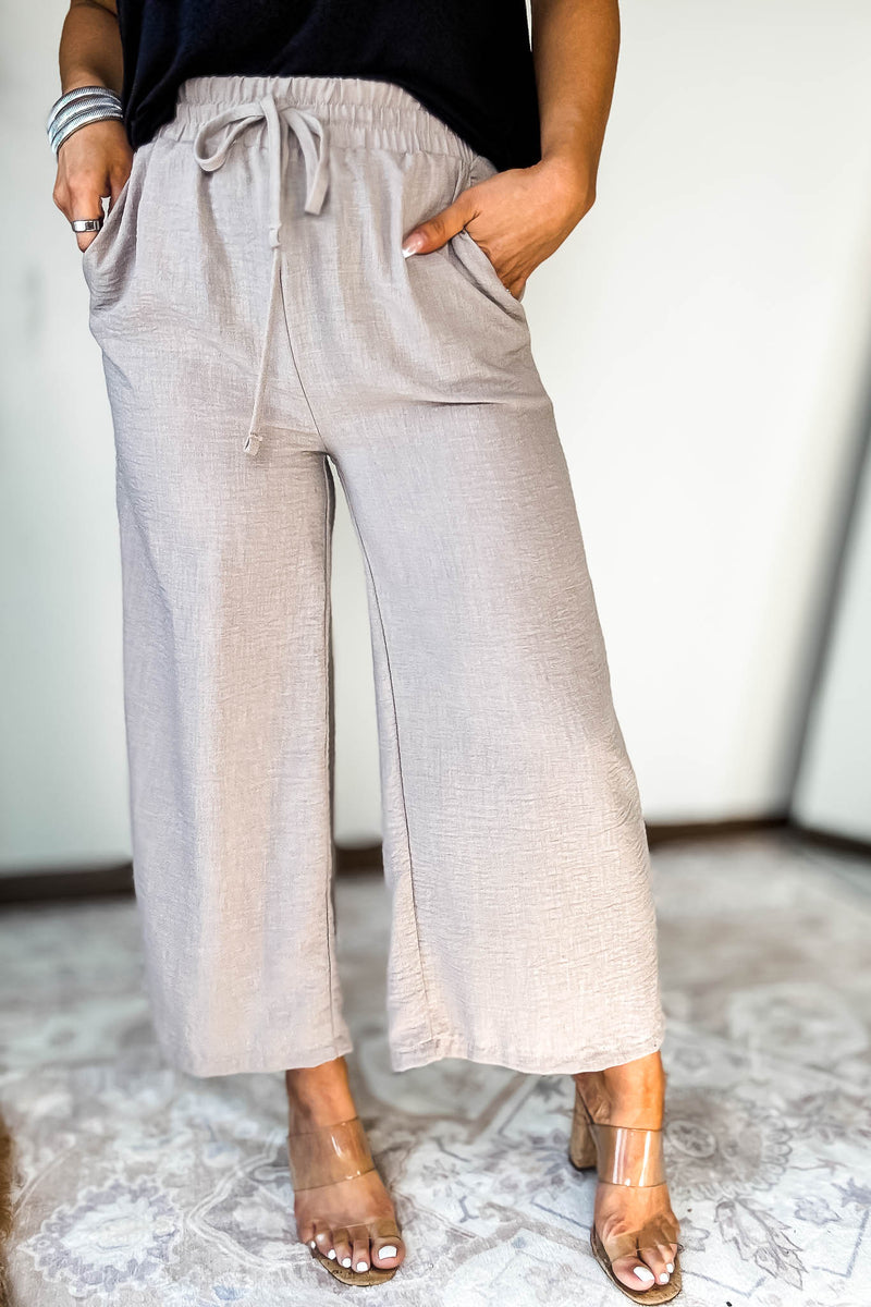 Woven Light Mocha Crepe Pants