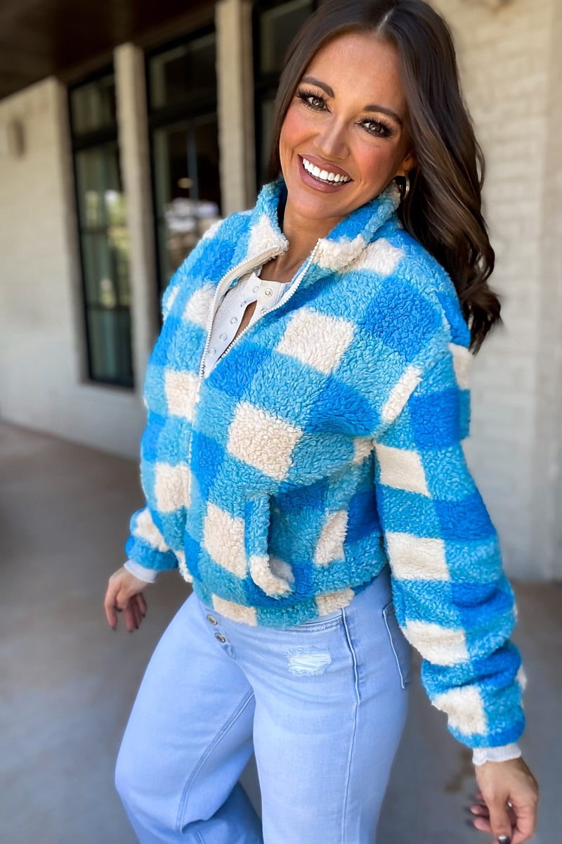 Enjoy Your Stay Blue Fleece Jacket