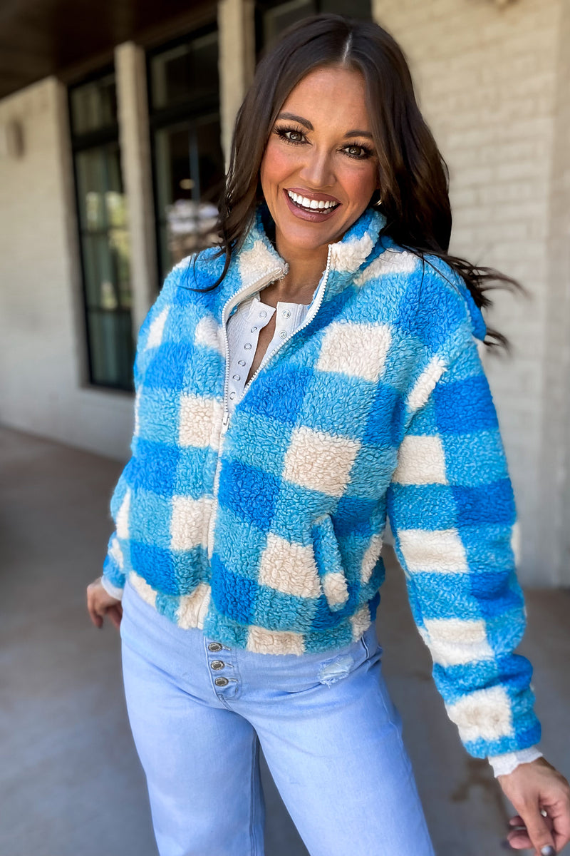 Enjoy Your Stay Blue Fleece Jacket