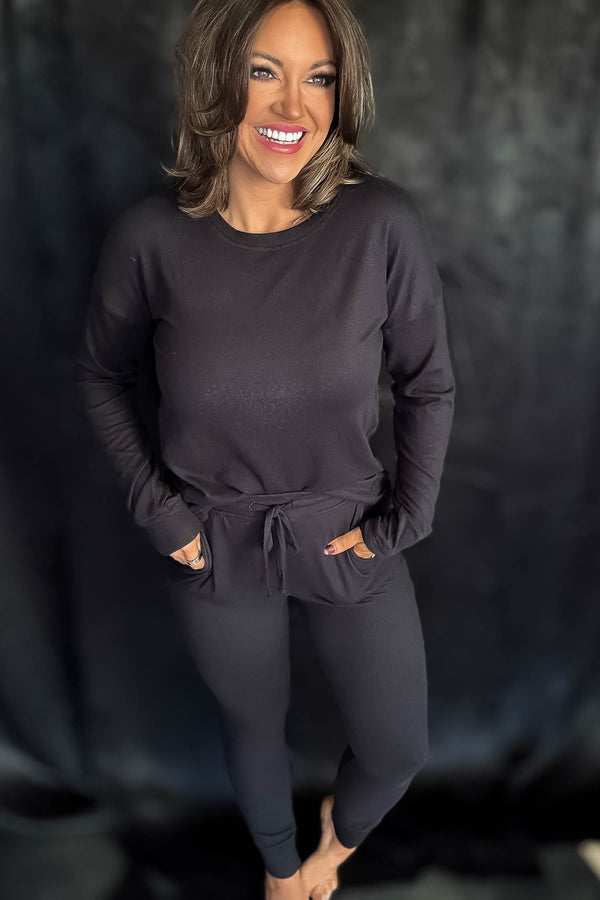 Brushed Hacci Black Lounge Joggers