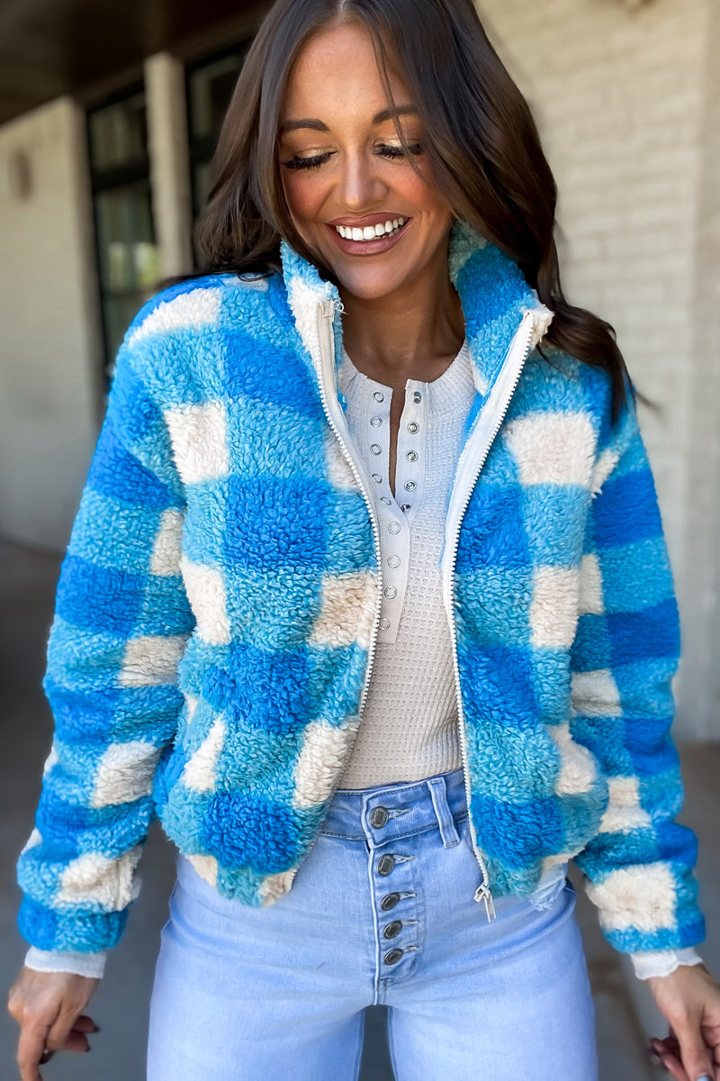 Enjoy Your Stay Blue Fleece Jacket