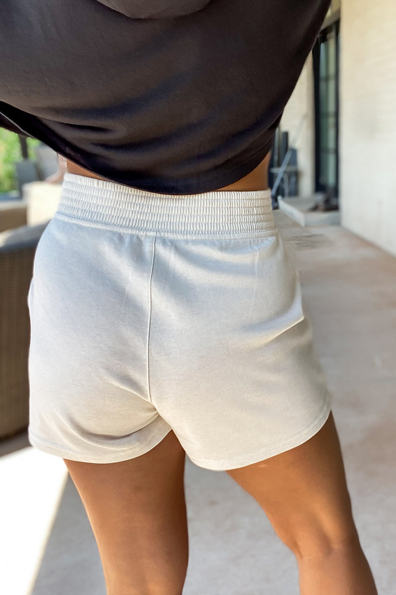 Ribbed Crossover Natural Waist Lounge Shorts
