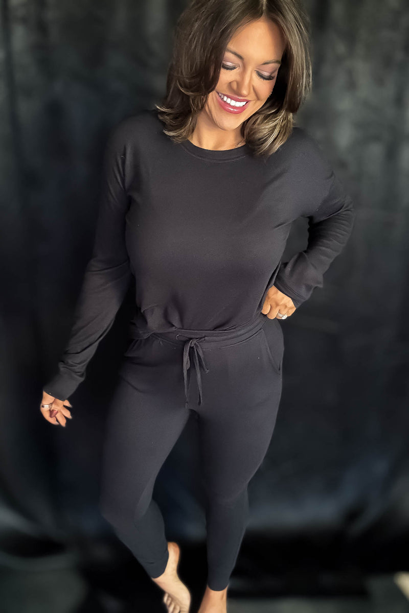Brushed Hacci Black Lounge Joggers