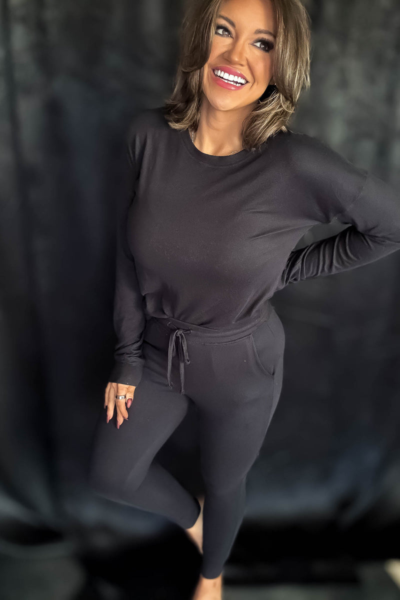 Brushed Hacci Black Lounge Joggers